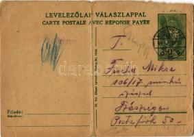 1944 Levél Fischer Miksa zsidó 106/17-es KMSZ-nek (közérdekű munkaszolgálatos) a szászrégeni munkatáborba / WWII Letter to a Jewish labor serviceman to the labor camp of Reghin. Judaica (fa)