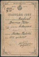 1896 Igazolási jegy lókupec részére