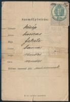 1896 Igazolási jegy lókupec részére