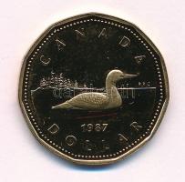 Kanada 1987. 1$ Br-Ni eredeti dísztokban T:PP Canada 1987. 1 Dollar Br-Ni in original case C:PP