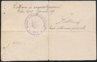 1920 Fegyvertartási engedély Vác