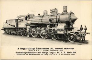 Magyar Királyi Államvasutak 203. sorozatú mozdonya. Ledács Kiss Dezső kiadása / Hungarian State Railways locomotive
