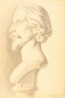 Wiettinghoff Evald (1826-1882): Férfi büszt 1866. Ceruza, papír, jelzett, paszpartuban, 50×21 cm