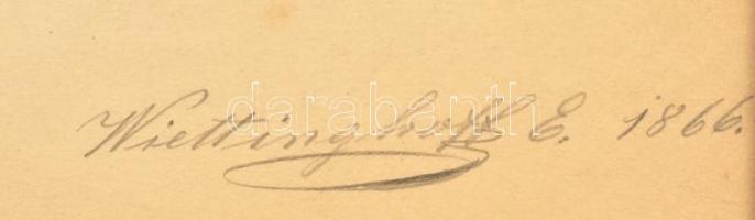 Wiettinghoff Evald (1826-1882): Férfi büszt 1866. Ceruza, papír, jelzett, paszpartuban, 50×21 cm