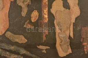 Juhász Erika (1926-2018): 56 emlékezete. Síkplasztika, jelzett, üvegezett keretben, 36×43 cm