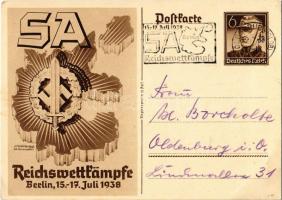 SA Reichswettkämpfe Berlin 15-17. Juli 1938 / Sturmabteilung imperial competition games, NSDAP Nazi Party propaganda, swastika; 6 Ga. s: Werner von Axster-Heudtlaß + So. Stpl. (EB)
