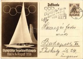 1936 Olympische Segelwettkämpfe Kiel / 1936 Summer Olympics advertisement card, sailing competitions in Kiel s: Anton + 1936 Olympische Spiele Berlin 1-16. August So. Stpl. (Rb)