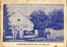 1935 Rezi, Gyöngyösi Csárda, a régi betyárok mulatóhelye (gyűrődés / crease)