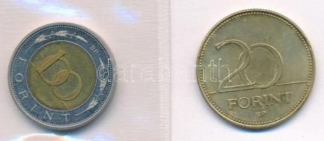1996. 100Ft bimetál lezárt fóliatokban tanúsítvánnyal + 2003. 20Ft "Deák Ferenc"  Cu-Ni-Zn...