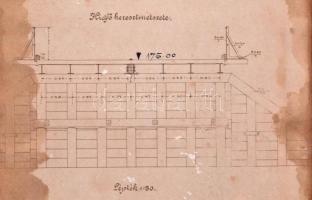 A várkeszői Rábahíd vázlatos tervrajza, 4 részben