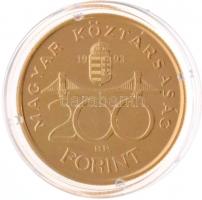 1993. 200Ft aranyozott Ag "MNB" T:1- kis ph. Adamo F13