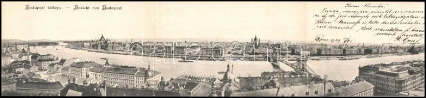 1903 Budapest, kihajtható 3-részes panorámalap