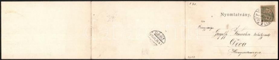 1903 Budapest, kihajtható 3-részes panorámalap