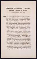 1846 Leirat a tankötelezettség felettiek számára felállított vasárnapi tanodákkal kapcsolatban 5 old...