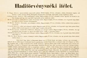 1852 Haditörvényszéki ítélet Noszlopi Gáspár 1848-as gerilla forradalmár seregébe belépettekről. Rab...