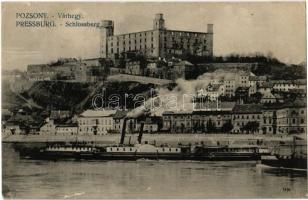 Pozsony, Pressburg, Bratislava; Várhegy, vár, Vesta gyorsgőzös / Schlossberg / castle, steamship