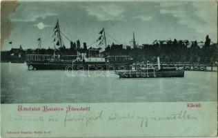 1899 Balatonfüred, Kikötő, gőzhajók (EK)