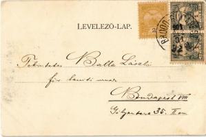 1901 Dombóvár, Korona szálloda és kávéház + "BROOD - BUDAPEST 32. SZ." vasúti mozgóposta b...