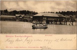 1901 Keszthely, Hévíz fürdő, csónakázók. Kiadja Mérei Ignác 58.