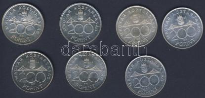 1992-94. 200Ft Ag "MNB" (4x), "Deák" (3x) T:BU,2