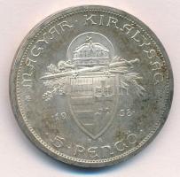 1938. 5P Ag "Szent István" T:1 patina  Adamo P8.1