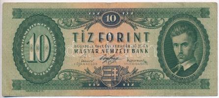 1947. 10Ft T:III,III- kis ly.  Hungary 1947. 10 Forint C:F,VG small hole Adamo F2