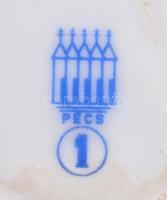 Zsolnay "Épgép" kávés csésze, 2 db, részben kézzel festett, jelzett, apró kopásokkal, d: 8...