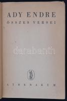 Ady Endre összes versei. Bp.,é.n., Athenaeum, 544 p. Kiadói papír-kötés, kissé sérült gerinccel
