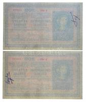 1918. 200K "A 2092" hullámos hátlappal (2x) sorszámkövetők T:II