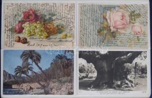 97 db régi virág motívumlap albumban / 97 pre-1945 flower motive postcards in an album