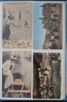 105 db régi képeslap albumban: strand, fürdőzők, vízi sport, közte fényképek / 105 pre-1945 postcard...