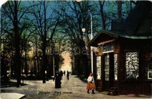 1918 Pöstyén, Pistyan, Piestany; Park, üzlet / park, shop (EM)