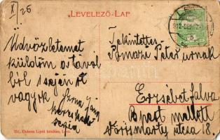 1912 Léva, Levice; Báti utca, Takarékpénztár, üzletek, divatterem. W. L. (?) 151. Kiadja Dukesz Lipó...
