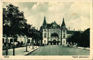 1922 Pécs, Vasúti pályaudvar, vasútállomás, villamossín (EK)