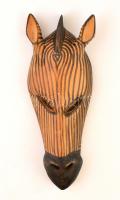Kenyai zebrafej maszk, faragott fa, 14,5×37 cm
