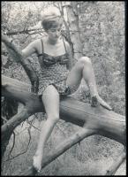 Női szerkók az 1970-es években, szolidan erotikus felvételek, 4 db vintage fotó, 17x12,5 cm és 24x15...