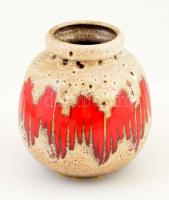 Német retró váza, festett mázas kerámia, hibátlan, m:20 cm