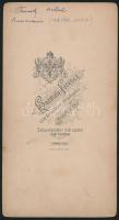 cca 1890 Budapest, Funk Antal és Mayell Anna kabinetfotó méretű fényképe, amely Kozmata Ferenc budap...