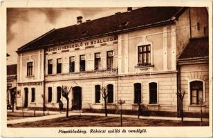 1936 Püspökladány, Rákóczi szálloda és vendéglő, étterem, bor, sör és pálinka mérés (EB)