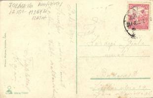 1917 Paks, kikötő, KRONPRINZ RUDOLPH gőzüzemű oldalkerekes személyszállító hajó. Wiener Hajman kiadá...