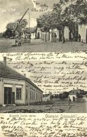 1905 Örkény, Fő és Kossuth Lajos utca, gémes kút, Vendéglő. Langfelder Ferenc kiadása (Rb)