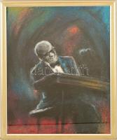 Jelzés nélkül: Ray Charles. Pasztell, papír, üvegezett keretben, 51×37 cm