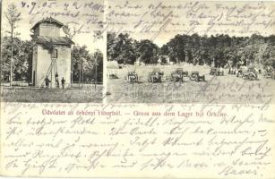 1905 Örkény-tábor, Artézi kút és ágyúszekerek (EK)