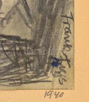 Frank Frigyes (1890-1976): Asztal 1940. Szén, papír, jelzett, hátoldalán a művész dedikációjával, 15...