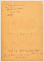 Frank Frigyes (1890-1976): Asztal 1940. Szén, papír, jelzett, hátoldalán a művész dedikációjával, 15...