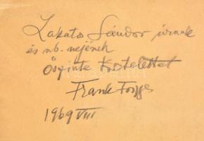 Frank Frigyes (1890-1976): Asztal 1940. Szén, papír, jelzett, hátoldalán a művész dedikációjával, 15...