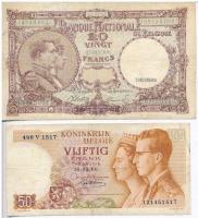Belgium 1945. 20Fr + 1966. 50Fr T:III,III- Belgium 1945. 20 Francs + 1966. 50 Francs C:F,VG
