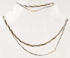 Ezüst(Ag) fekete-fehér csíkos nyaklánc + karkötő, jelzett, h: 45 és 19 cm, nettó: 8,6 g