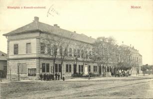 1908 Monor, Községháza, Kossuth szobor, szekerek hordókkal. Keller József kiadása