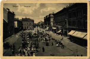 1910 Szeged, Klauzál tér, piaci árusok, Könyvnyomda, üzletek (EK)